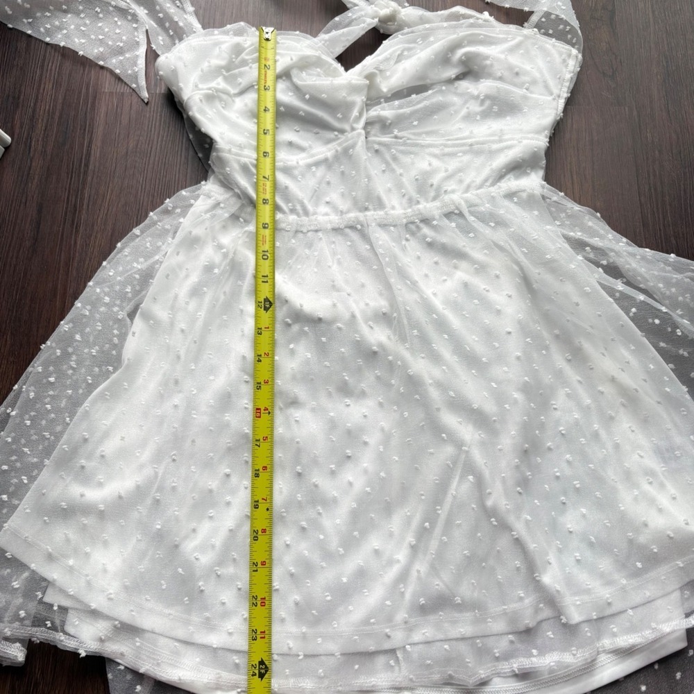 Lucy in the Sky White/Cream Swiss Dot Sweetheart Neckline Dress Size XL Romantic - Picture 4 of 8